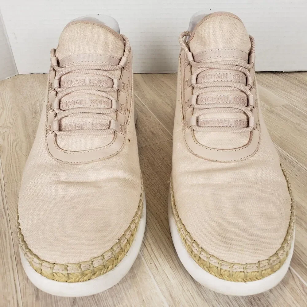 Michael Kors Finch Light Pink Canvas Leather Lace‑Up Sneakers Women’s 10M